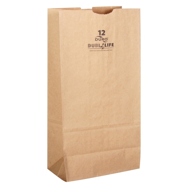 Dubl-Life Fsc 12 Lb Sos 500 Recycled Paper Brown Shopping Bag 500 pk 7.125 in. H X 4.375 in. W X 13.6875 in. L 301036 - main